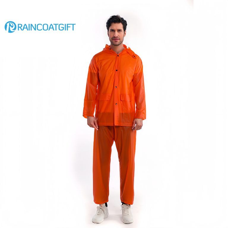 PVC Transparent Overalls Raincoat and Rainpants Set for Outdoor Duty (5)